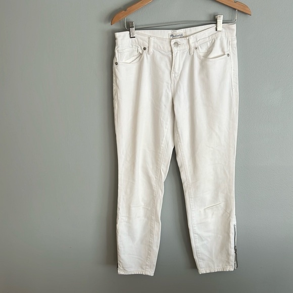 Madewell White High Rise Slim Fit Jeans Crop Ankle Zip Size 26 - Picture 1 of 10